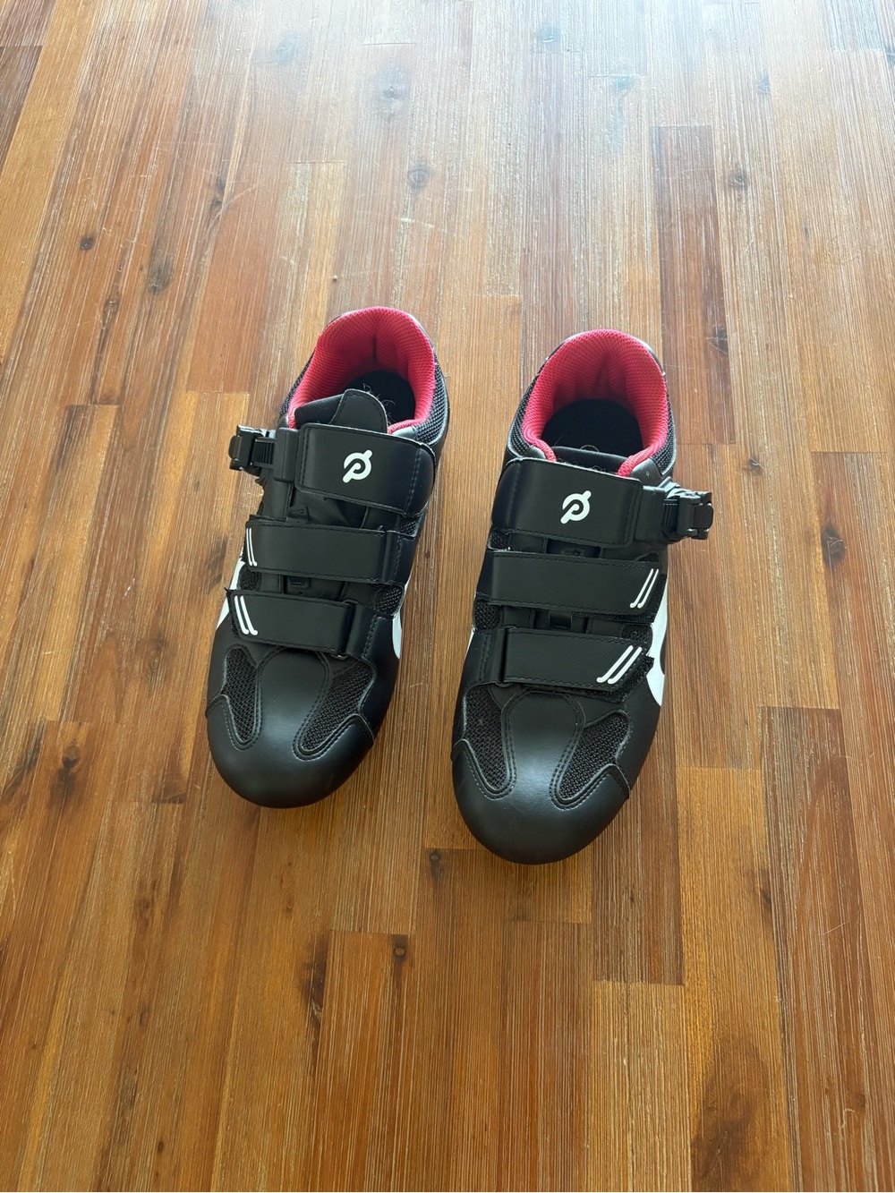 Peloton Black Cycling Shoes with Pink Interior and White Accents size 10